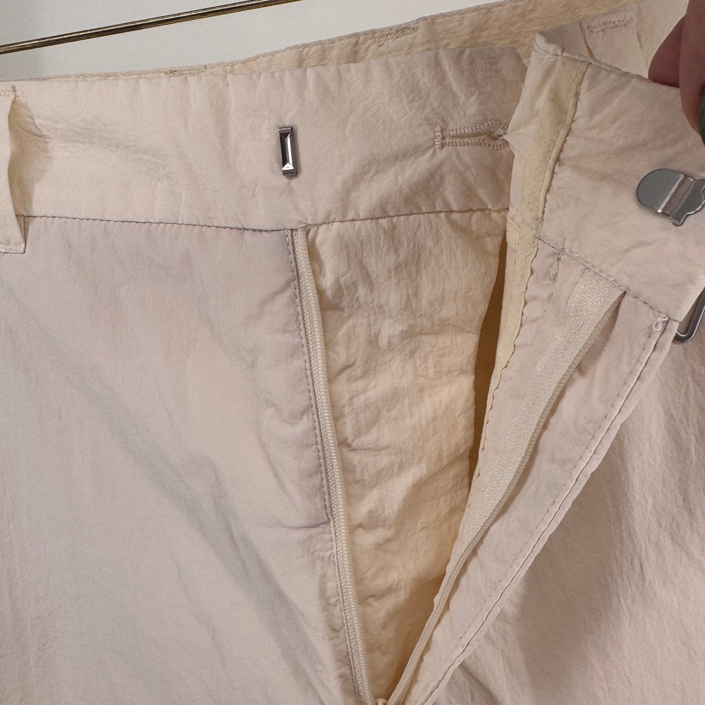 Zara Women Cream Nylon Wide Leg Cargo Pants Size L Streetwear Utility Gorpcore - Picture 7 of 12